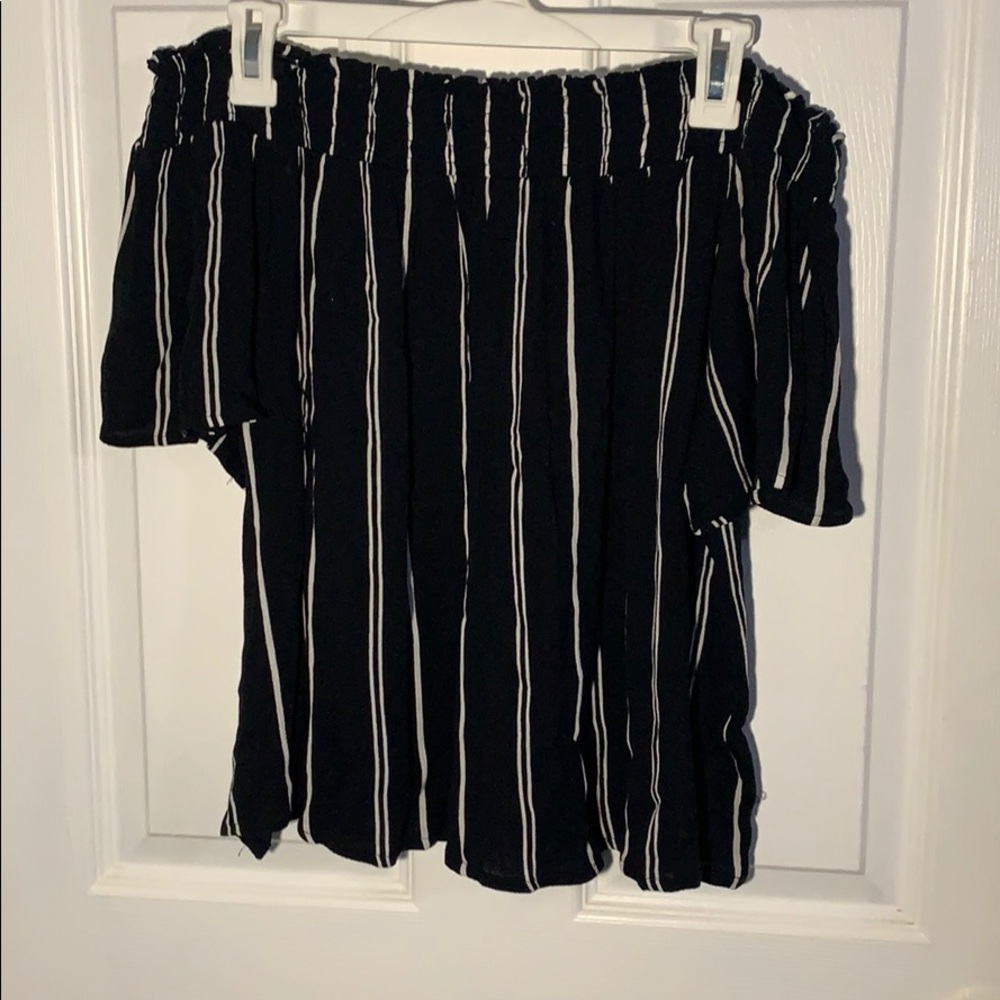 striped off the shoulder blouse